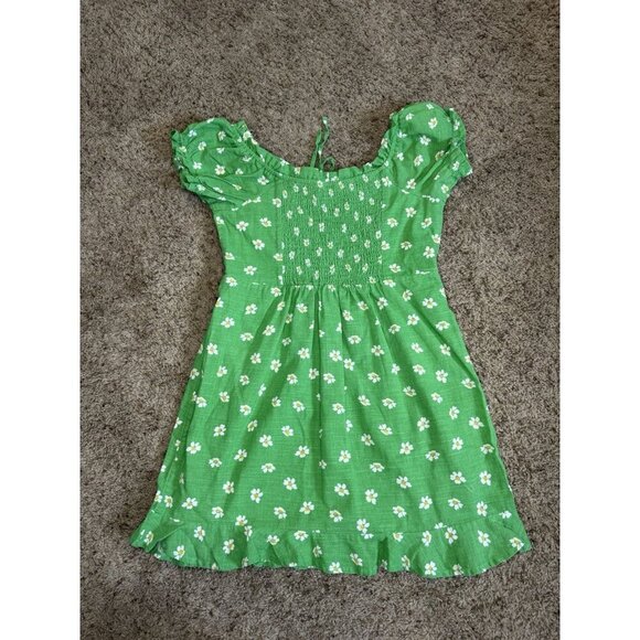 URBAN OUTFITTERS Magpie Off-The-Shoulder Dress Green Milkmaid Cottage Boho M - Picture 10 of 14